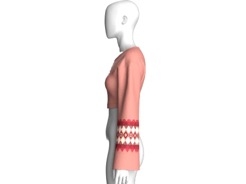 Girls Front-Zip Crop Sweatshirt 3D Model