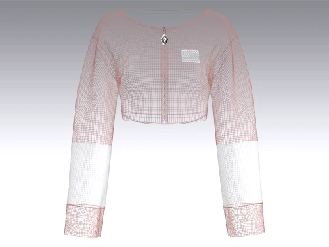Girls Front-Zip Crop Sweatshirt 3D Model