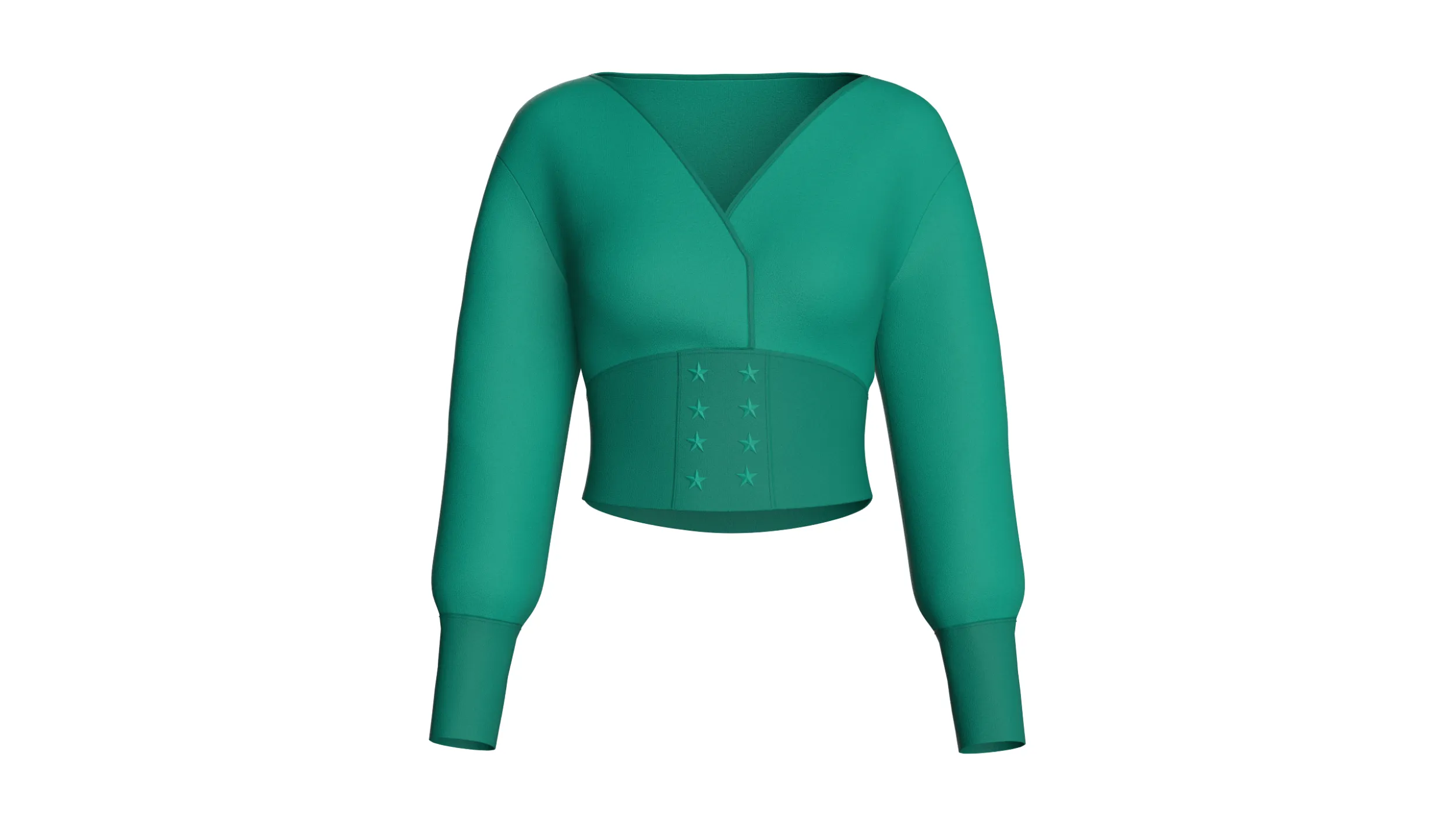 Girls V-Neck Long Cuff Sweatshirt 3D Model .c4d .max .obj .3ds .fbx .stl .blend