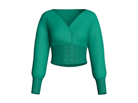Girls V-Neck Long Cuff Sweatshirt 3D Model