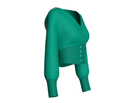 Girls V-Neck Long Cuff Sweatshirt 3D Model