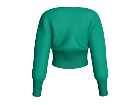 Girls V-Neck Long Cuff Sweatshirt 3D Model