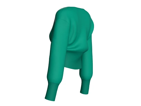 Girls V-Neck Long Cuff Sweatshirt 3D Model