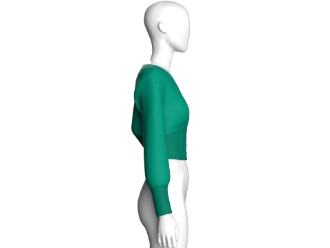Girls V-Neck Long Cuff Sweatshirt 3D Model