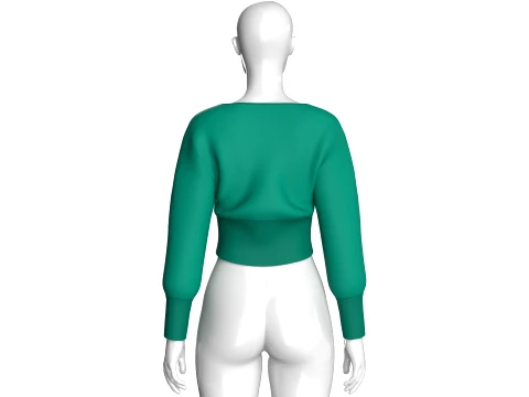 Girls V-Neck Long Cuff Sweatshirt 3D Model