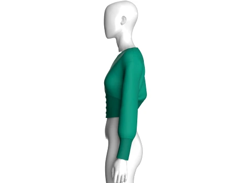 Girls V-Neck Long Cuff Sweatshirt 3D Model