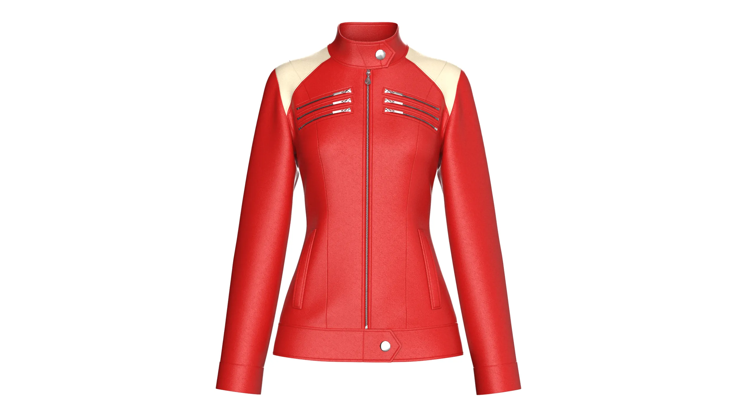 Girls Multi-Zip Leather Biker Jacket 3D Model .c4d .max .obj .3ds .fbx .stl .blend