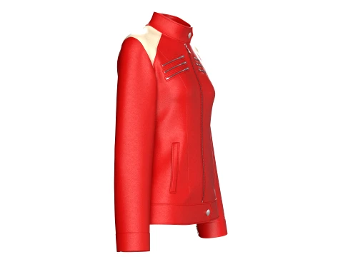 Girls Multi-Zip Leather Biker Jacket 3D Model