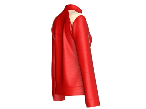 Girls Multi-Zip Leather Biker Jacket 3D Model