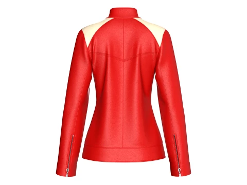 Girls Multi-Zip Leather Biker Jacket 3D Model