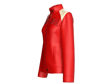 Girls Multi-Zip Leather Biker Jacket 3D Model