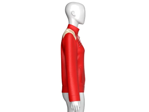 Girls Multi-Zip Leather Biker Jacket 3D Model