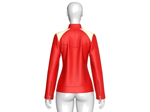 Girls Multi-Zip Leather Biker Jacket 3D Model