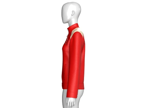 Girls Multi-Zip Leather Biker Jacket 3D Model