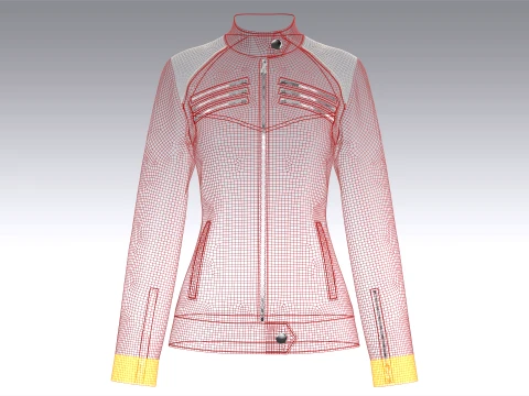 Girls Multi-Zip Leather Biker Jacket 3D Model