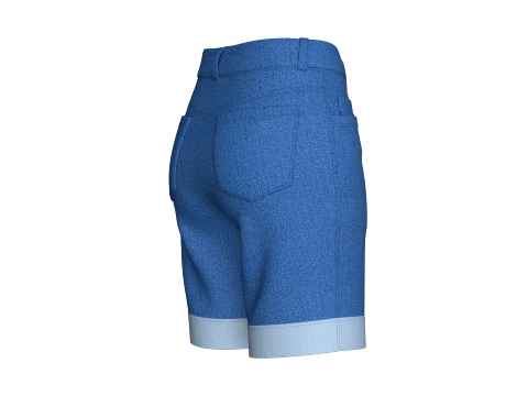 Girls High-Rise Rolled Cuff Denim Shorts 3D Model