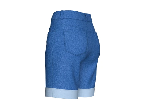Girls High-Rise Rolled Cuff Denim Shorts 3D Model