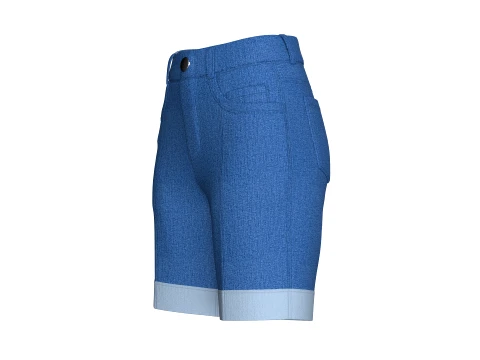 Girls High-Rise Rolled Cuff Denim Shorts 3D Model