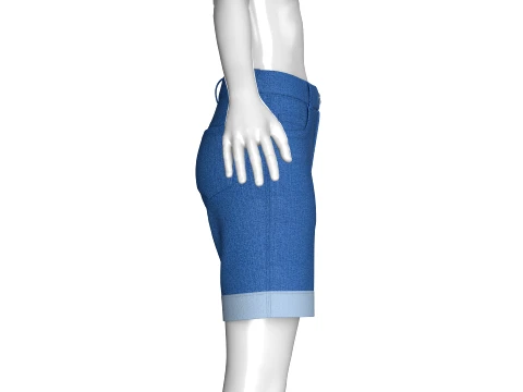 Girls High-Rise Rolled Cuff Denim Shorts 3D Model