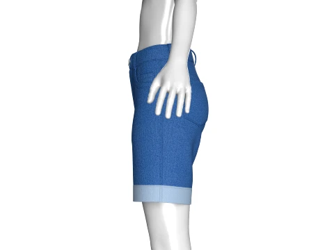 Girls High-Rise Rolled Cuff Denim Shorts 3D Model