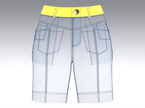 Girls High-Rise Rolled Cuff Denim Shorts 3D Model