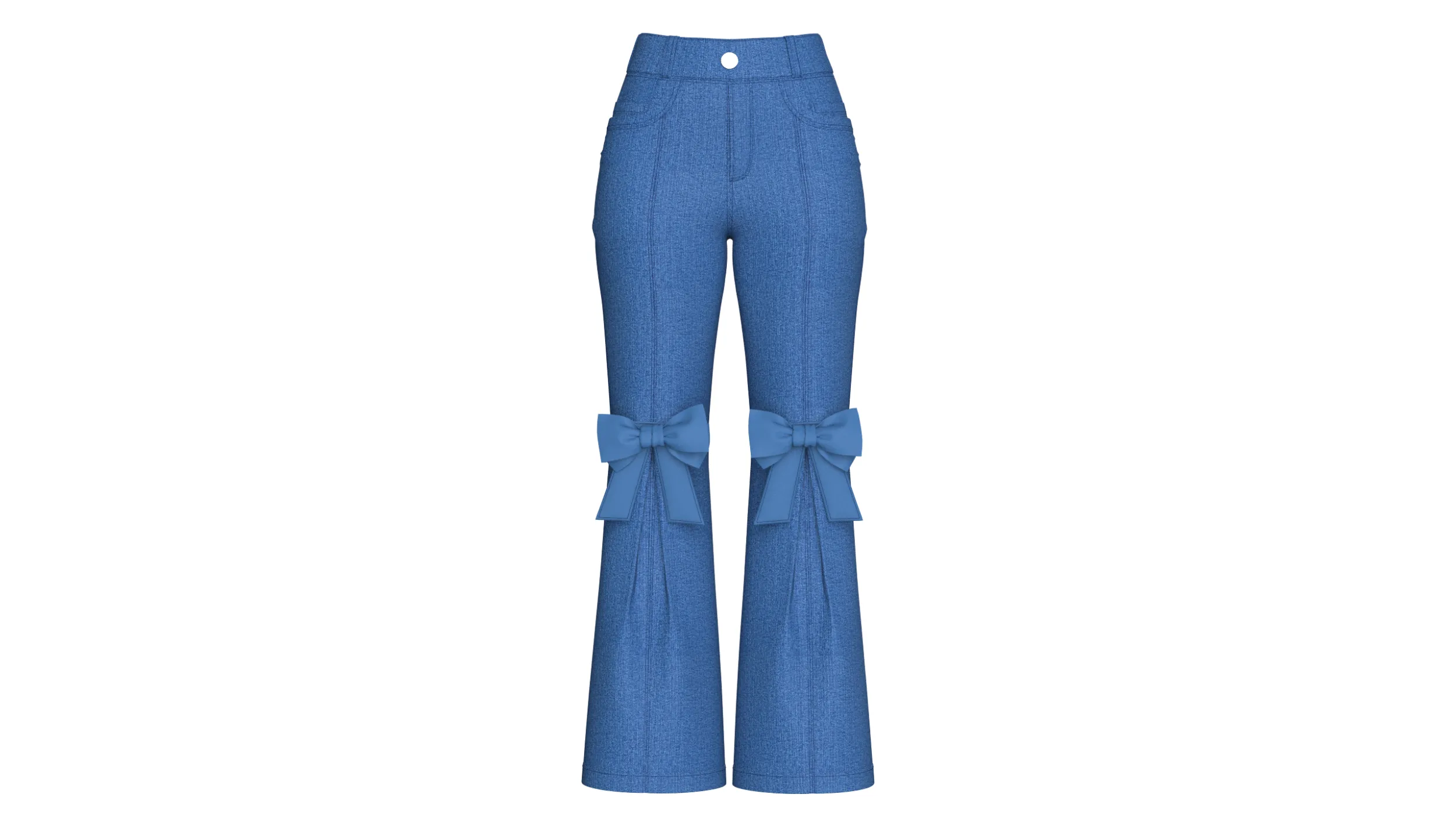 Girls Knee Ribbon Bow Accent Flared Denim Pant 3D Model .c4d .max .obj .3ds .fbx .stl .blend