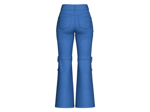 Girls Knee Ribbon Bow Accent Flared Denim Pant 3D Model