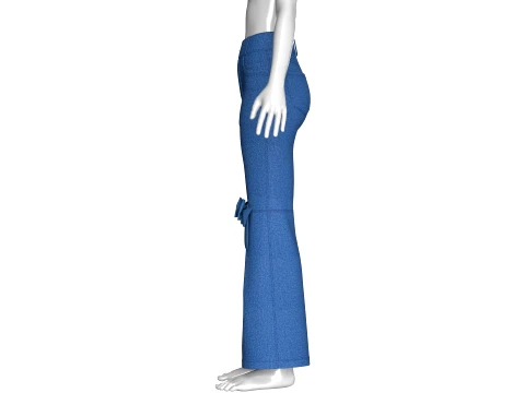 Girls Knee Ribbon Bow Accent Flared Denim Pant 3D Model