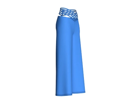Girls Criss-Cross Strappy Wide Leg Trousers 3D Model
