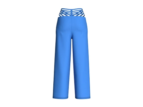 Girls Criss-Cross Strappy Wide Leg Trousers 3D Model