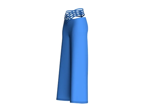 Girls Criss-Cross Strappy Wide Leg Trousers 3D Model