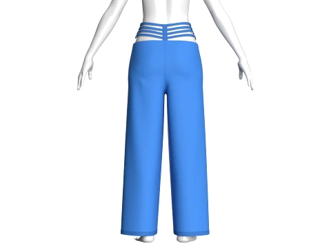 Girls Criss-Cross Strappy Wide Leg Trousers 3D Model