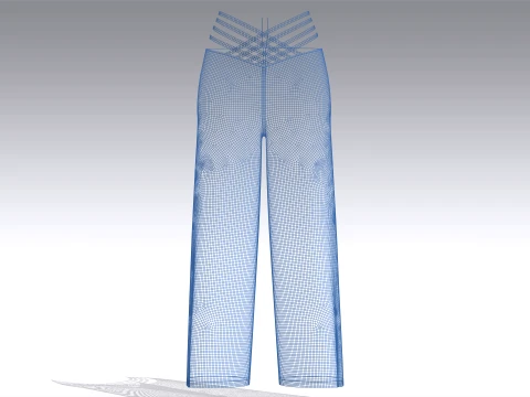 Girls Criss-Cross Strappy Wide Leg Trousers 3D Model
