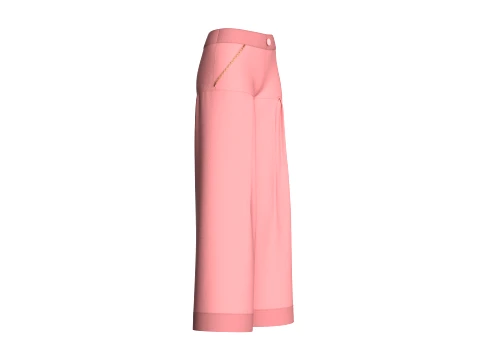 Girls Pink Pleated Pant 3D Model