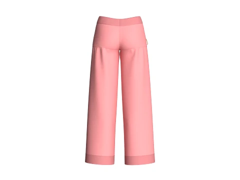 Girls Pink Pleated Pant 3D Model