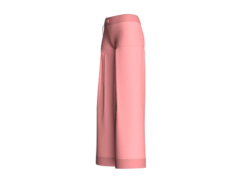 Girls Pink Pleated Pant 3D Model