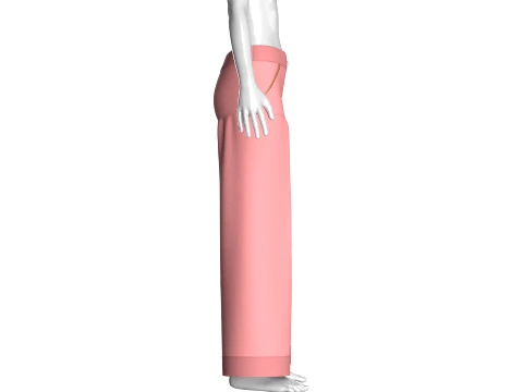 Girls Pink Pleated Pant 3D Model