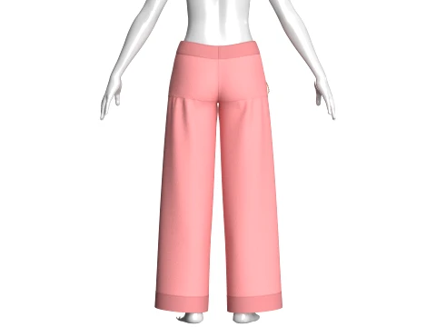 Girls Pink Pleated Pant 3D Model