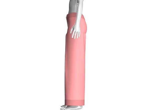 Girls Pink Pleated Pant 3D Model