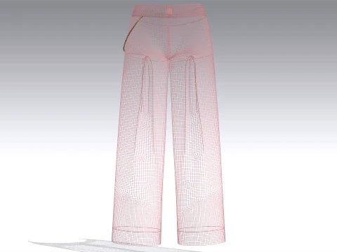 Girls Pink Pleated Pant 3D Model