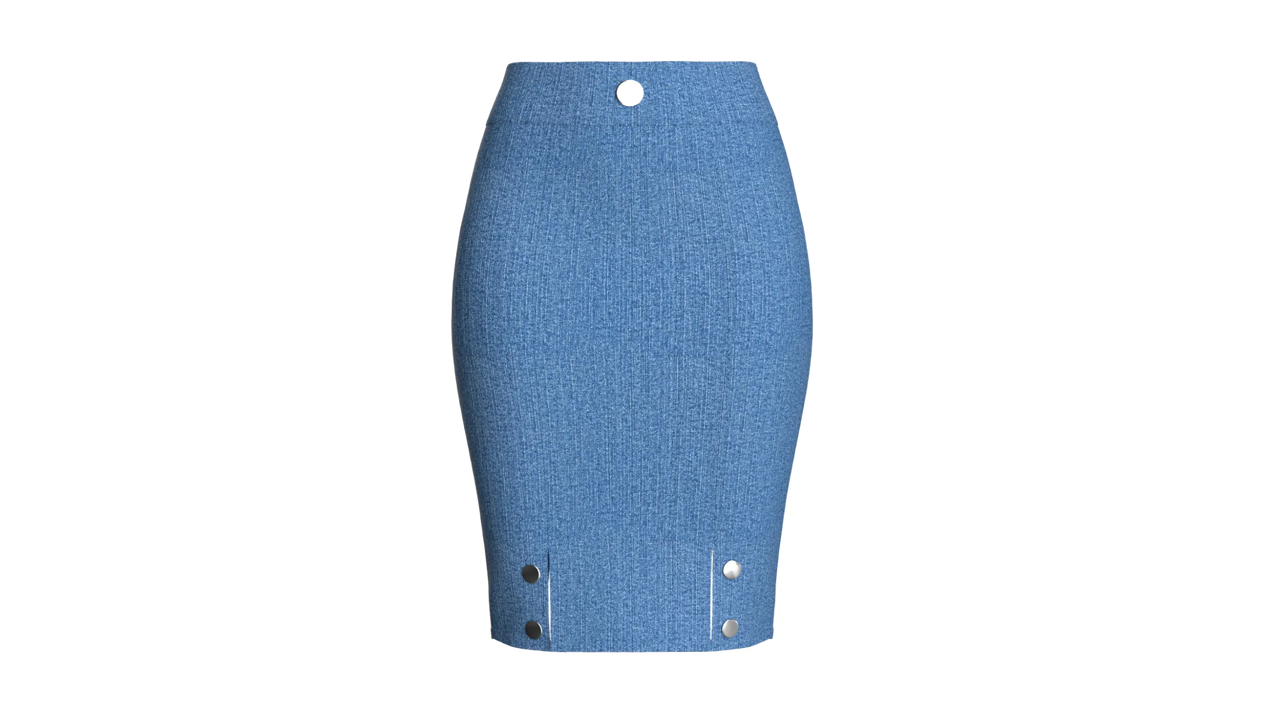 Girls Denim High-Waist Pencil Skirt 3D Model .c4d .max .obj .3ds .fbx .stl .blend 