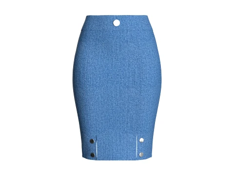Girls Denim High-Waist Pencil Skirt 3D Model