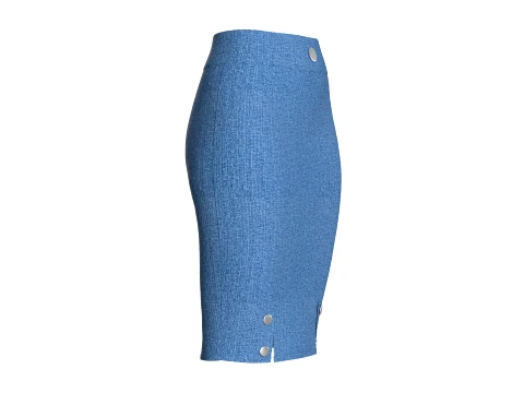 Girls Denim High-Waist Pencil Skirt 3D Model