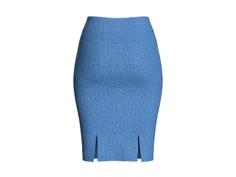 Girls Denim High-Waist Pencil Skirt 3D Model