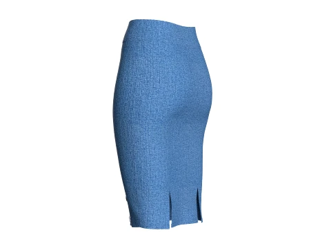 Girls Denim High-Waist Pencil Skirt 3D Model