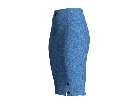 Girls Denim High-Waist Pencil Skirt 3D Model
