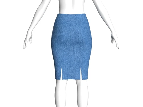 Girls Denim High-Waist Pencil Skirt 3D Model