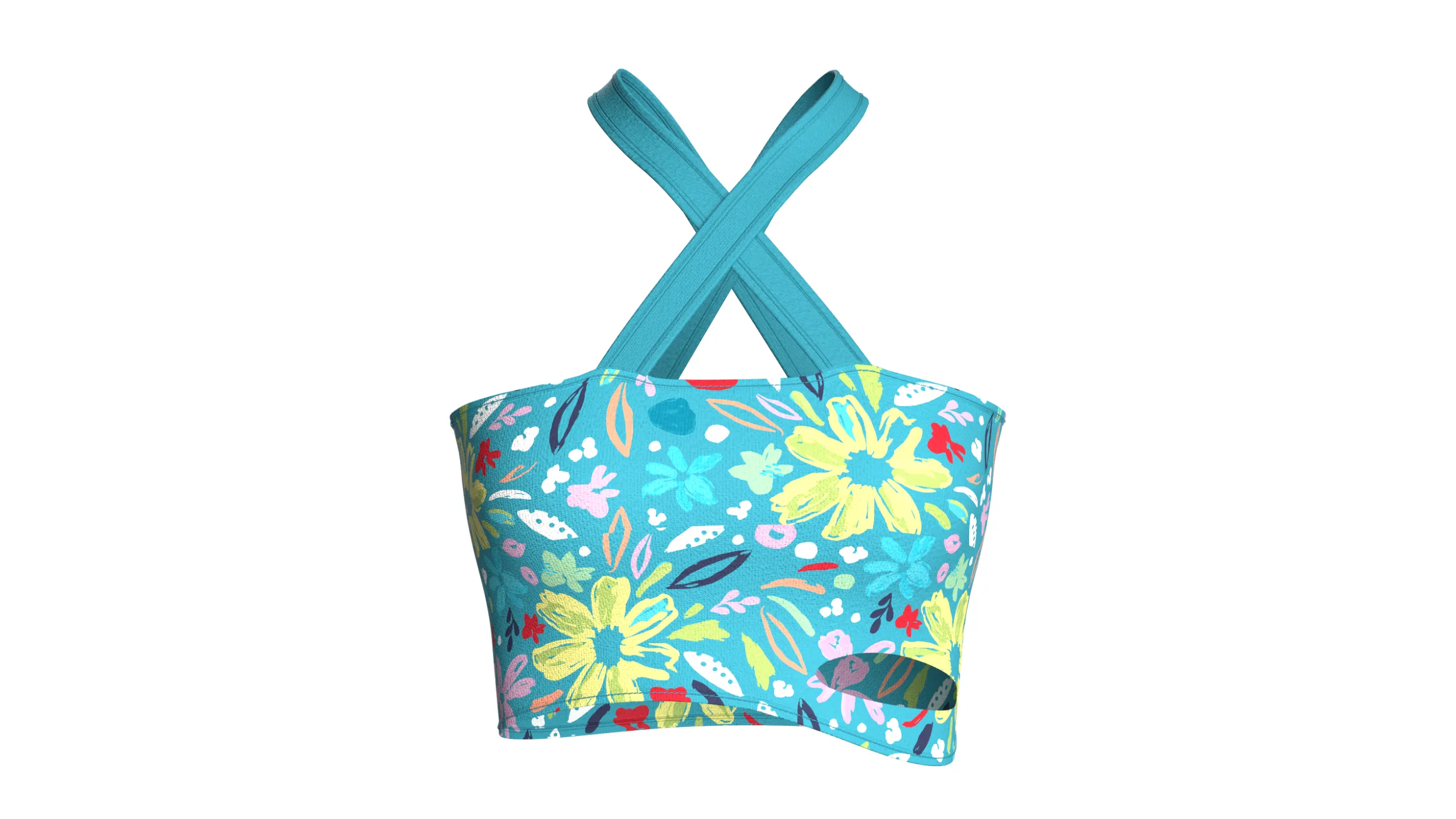 Girls Floral Criss-Cross Halter Crop Top 3D Model .c4d .max .obj .3ds .fbx .stl .blend 