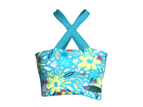 Girls Floral Criss-Cross Halter Crop Top Modelo 3D
