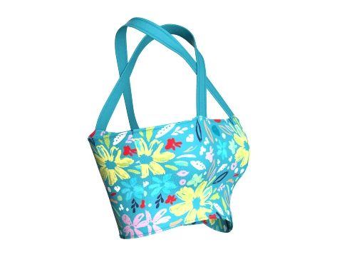 Girls Floral Criss-Cross Halter Crop Top 3D Model